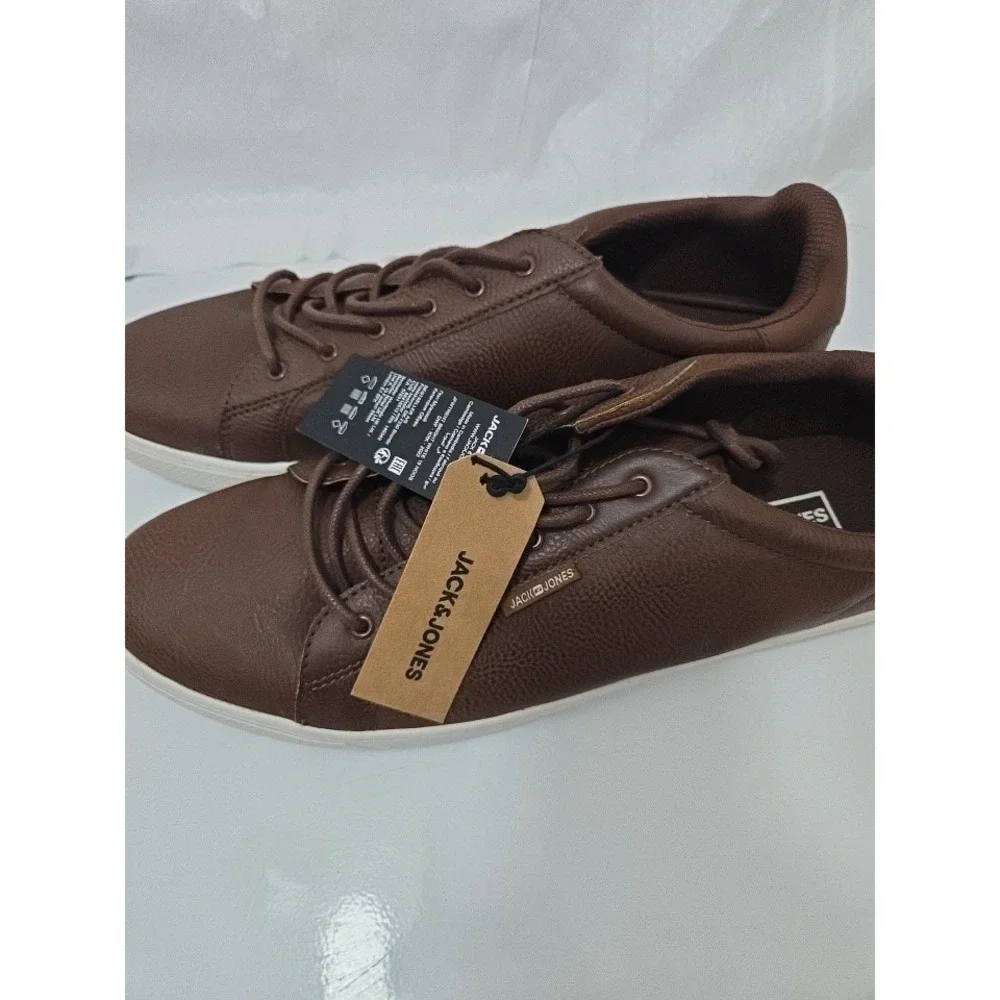Jack & Jones Men's Brown Faux Leather Sneakers Casual Shoes EU 46 US 13 New